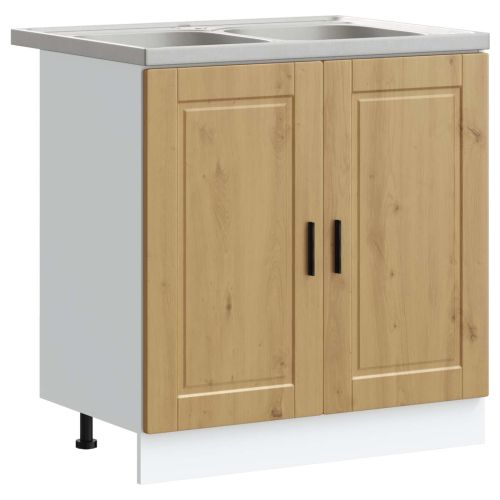 Мивка с шкаф със съхранение Porto 2 pcs Кафяво Инженерно дърво