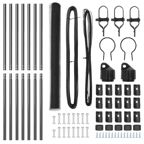 Стълб за ограда. Сив 10 x 1,5 м (13 мм мрежа) Стомана и PVC