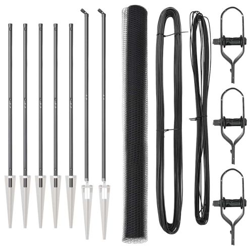 Стълб за ограда. Сив 10 x 1,5 м (13 мм мрежа) Стомана и PVC