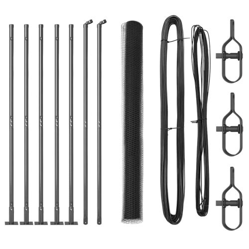 Стълб за ограда. Сив 10 x 1,5 м (13 мм мрежа) Стомана и PVC