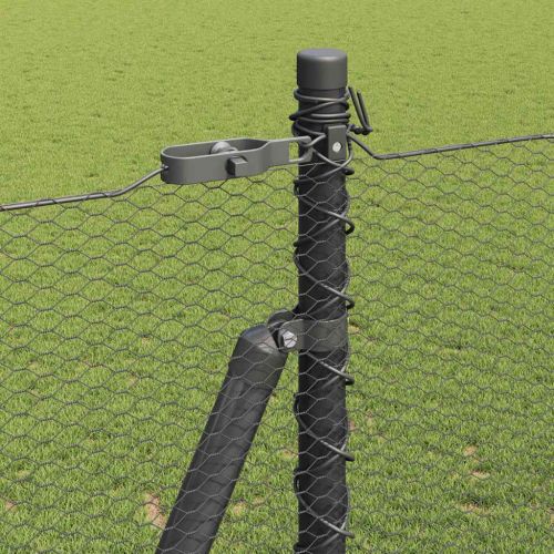 Стълб за ограда. Сив 10 x 1,5 м (13 мм мрежа) Стомана и PVC