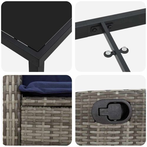 Комплект за хранене в градината 9 pcs Сив полиратан