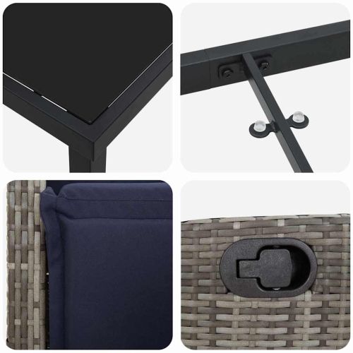 Комплект за хранене в градината 7 pcs Сив полиратан