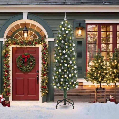 С изкуствено коледно дърво с 300 LED светодиода Зелен 210 cm