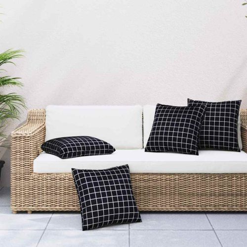 Пухени възглавници 4 pcs Черна квадратна шарка 40 x 40 cm