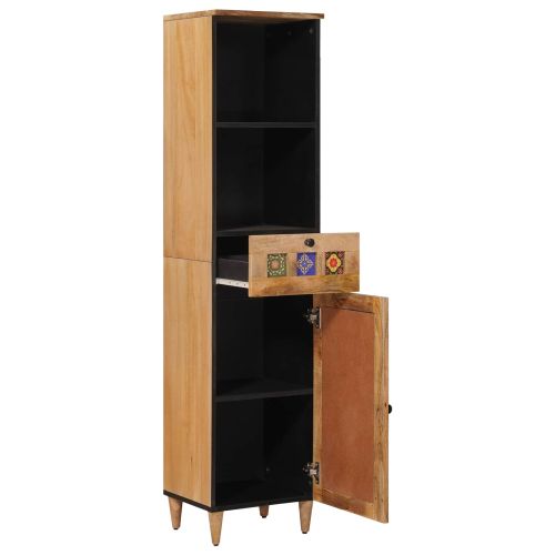 Шкаф за баня Естествен 38 x 33 x 160 см Солидно мангово дърво