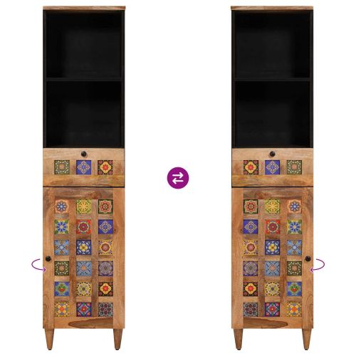 Шкаф за баня Естествен 38 x 33 x 160 см Солидно мангово дърво