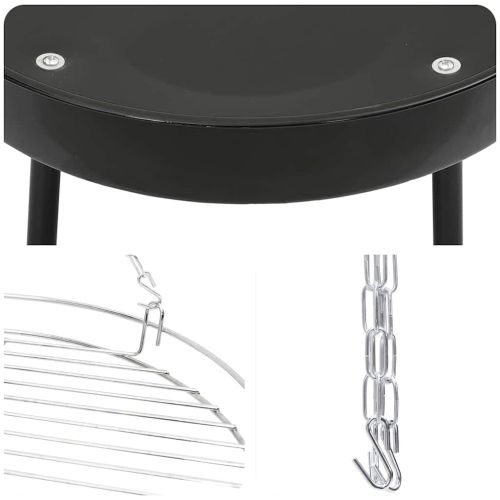 Трипод за лагерен огън 3 pcs Черно Стомана