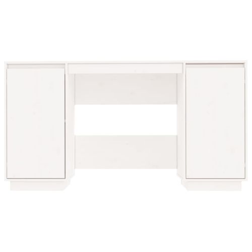 Бюро, бяло, 140x50x75 см, борово дърво масив