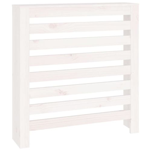 Параван за радиатор, бял, 79,5x19x84 см, борово дърво масив