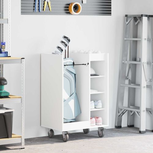 Голф шкаф с колело Едноцветен Бяло 65 x 45 x 98 см