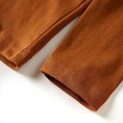 Детска тениска с дълъг ръкав, коняк, 128