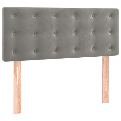 Боксспринг легло с матрак, светлосива, 90x190 см, кадифе