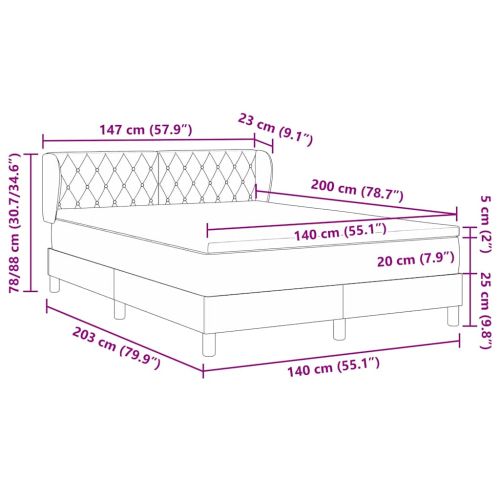 Легло с пружинирана основа Светлосиво 140 x 200 cm Кадифе