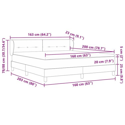 Легло с пружинирана основа Тъмносив 160 x 200 cm Кадифе