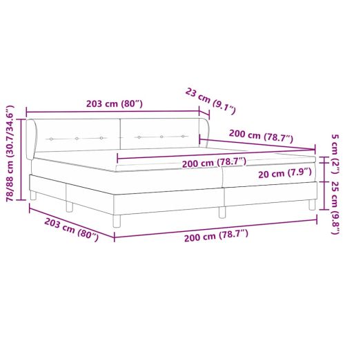 Легло с пружинирана основа Тъмносиньо 200 x 200 cm Кадифе