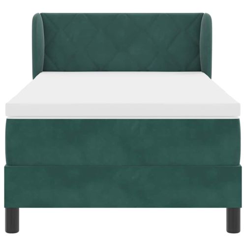 Легло с пружинирана основа Тъмнозелено 90 x 190 cm Кадифе