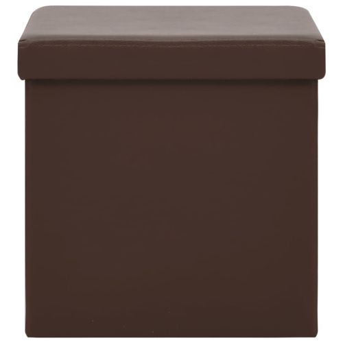 Сгъваеми табуретки за съхранение, 2 бр, кафяви, PVC