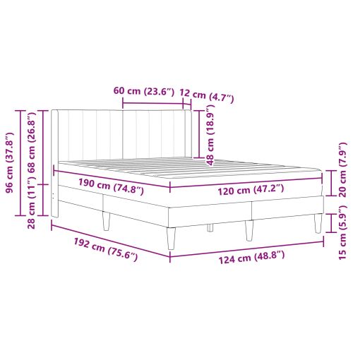 Рамка за легло с матрак Тъмнозелено 120 x 190 cm Кадифе