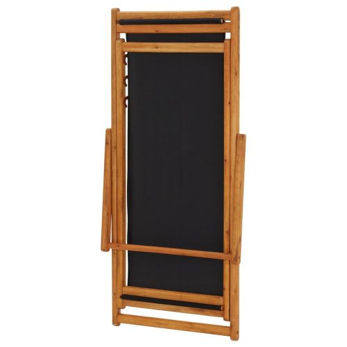 Сгъваем плажен стол, евкалиптово дърво и текстил, черен