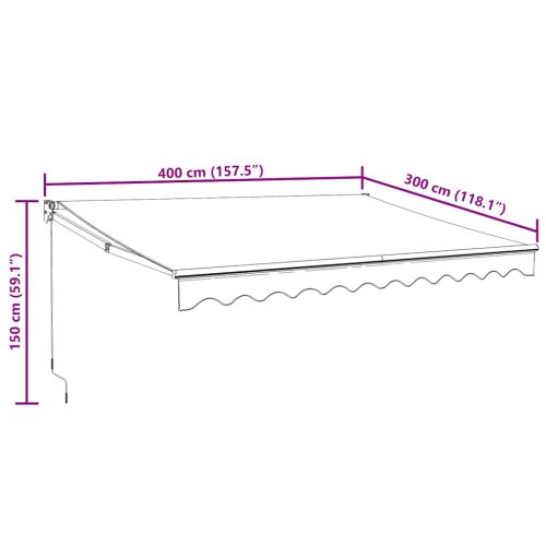 Автоматично прибираща се тента, антрацит, 4x3 м