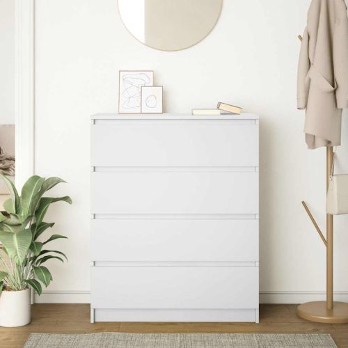 Сайдборд, бял, 80x35x99 см, инженерно дърво