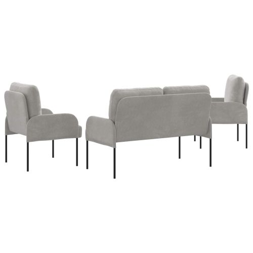 Комплекти дивани 3 pcs Светлосиво 115 x 56 x 80 см Шперплат