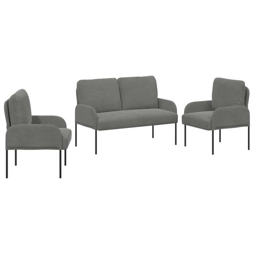 Комплекти дивани 3 pcs Тъмен сив 115 x 56 x 80 см Шперплат