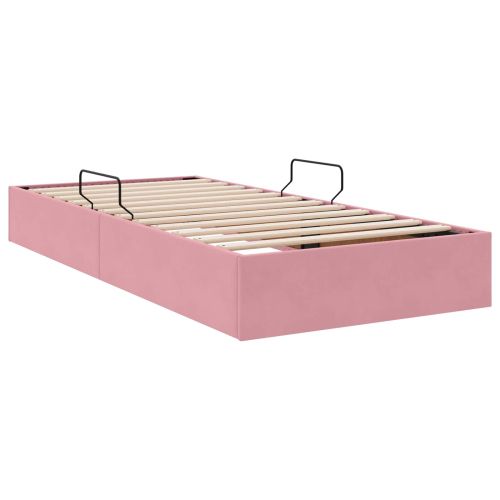 Легло с място за съхранение с таблото Розово 90 x 190 cm Кадифе
