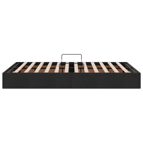 Легло с място за съхранение с таблото Черен 120 x 190 cm Кадифе