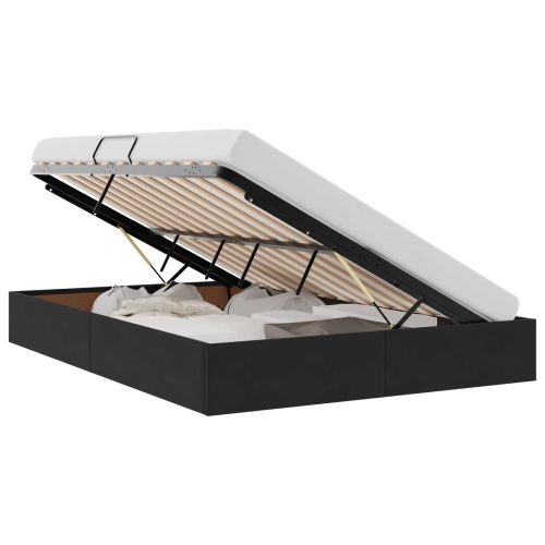 Легло с място за съхранение с таблото Черен 140 x 190 cm Кадифе