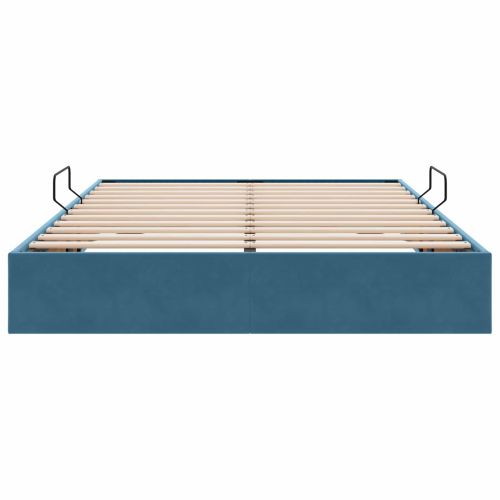 Легло с място за съхранение Тъмен син 140 x 190 cm Кадифе