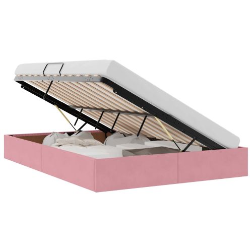 Легло с място за съхранение Розово 140 x 200 cm Кадифе