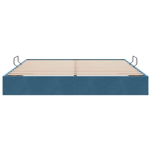 Легло с място за съхранение Тъмен син 160 x 200 cm Кадифе
