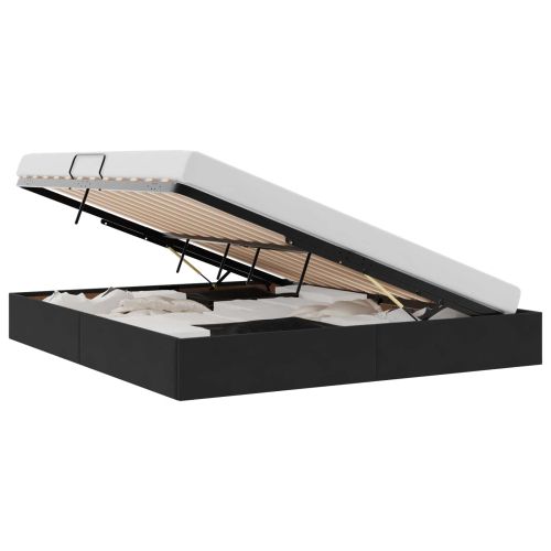 Легло с място за съхранение с таблото Черен 180 x 200 cm Кадифе