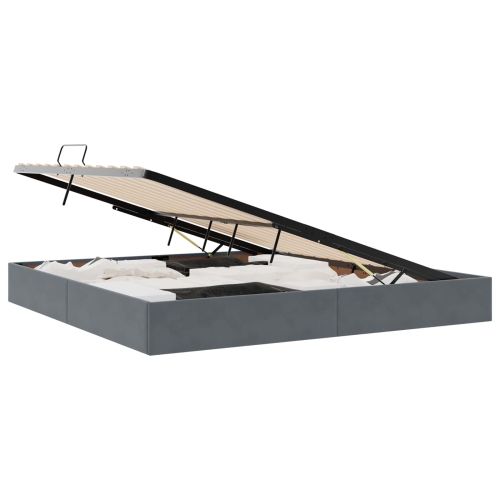 Легло с място за съхранение Тъмен сив 200 x 200 cm Кадифе