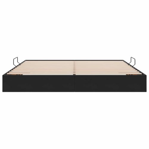 Легло с място за съхранение с таблото Черен 200 x 200 cm Кадифе