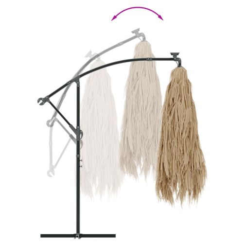 Градински чадър с LED и стоманен прът, кафяв, 246x246x230 см