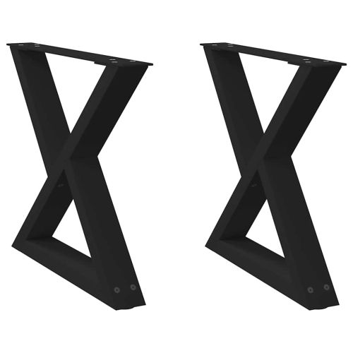 Крака за масичка за кафе, 2 бр., черни, 50 x (42-43,3) см, стомана