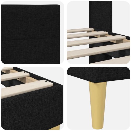 Рамка за легло с таблото Черен 140 x 190 cm текстил