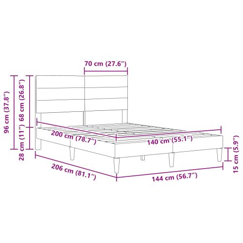 Рамка за легло с таблото Светлосиво 140 x 200 cm текстил