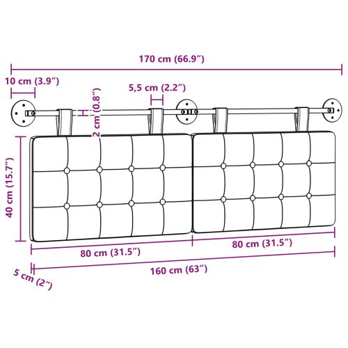 Висяща табла Тъмен сив 170 x 55 x 5 см текстил