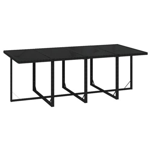 Градински трапезен комплект възглавници 9 части полиратан черен