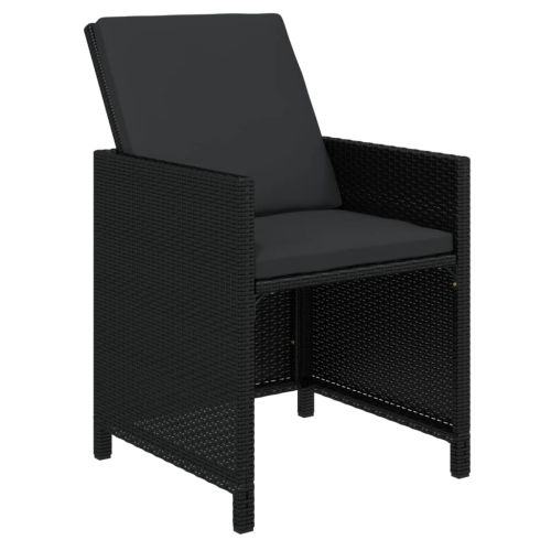 Градински комплект с възглавници 15 части полиратан черен