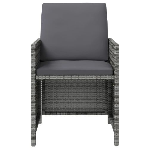 Комплект от 4 части градински стол и табуретка полиратан сив