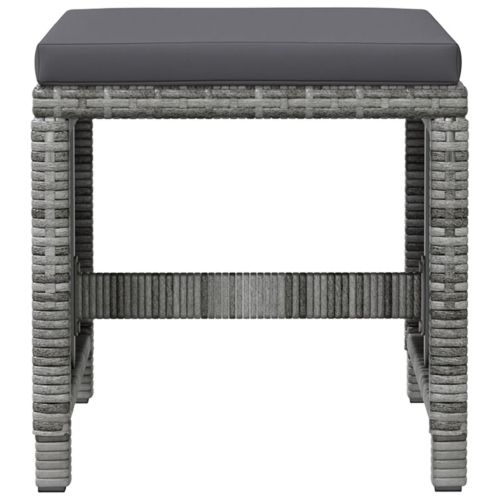 Комплект от 4 части градински стол и табуретка полиратан сив