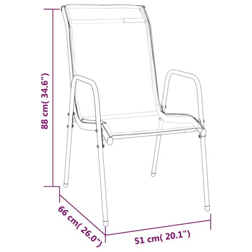 Градински столове, 4 бр, стомана и textilene, черни