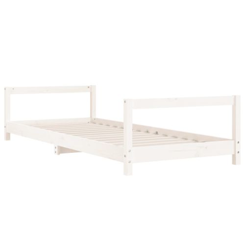 Детска рамка за легло, бяла, 90x190 см, бор масив