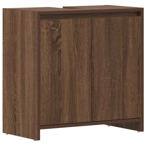 Шкаф за баня, кафяв дъб, 60x33x61 см, инженерно дърво