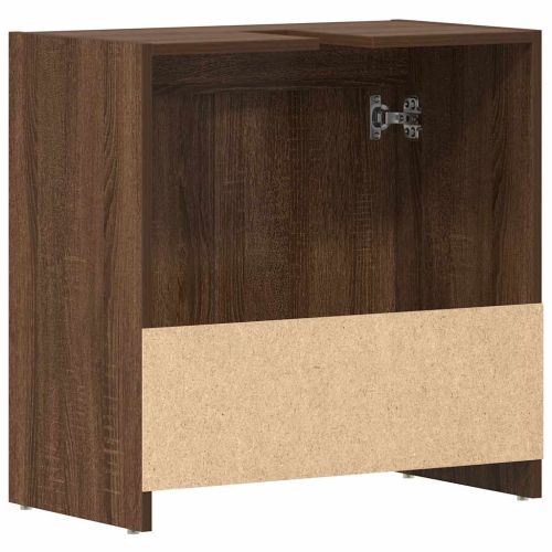 Шкаф за баня, кафяв дъб, 60x33x61 см, инженерно дърво